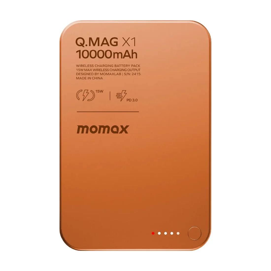 Внешний аккумулятор с беспроводной зарядкой Momax Q.Mag X1 10000 мАч, Orange