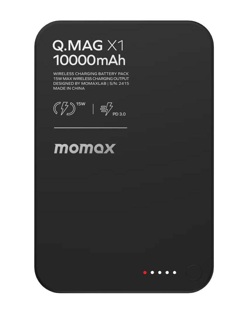 Внешний аккумулятор с беспроводной зарядкой Momax Q.Mag X1 10000 мАч, Black