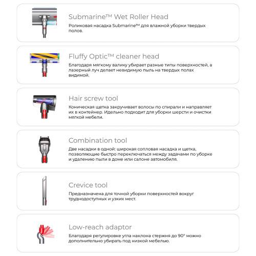Беспроводной пылесос Dyson (V12S Detect Slim Submarine,Yellow/Nickel, SV46)