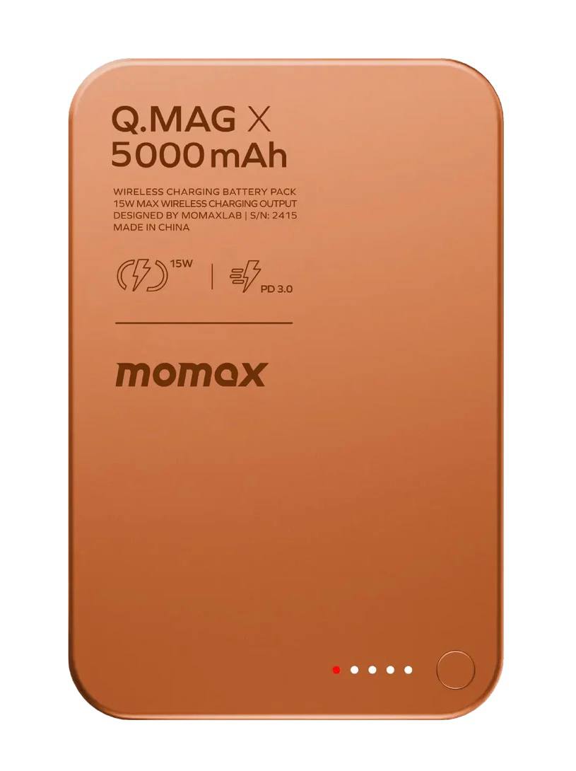 Внешний аккумулятор с беспроводной зарядкой Momax Q.Mag X1 5000 мАч, Orange