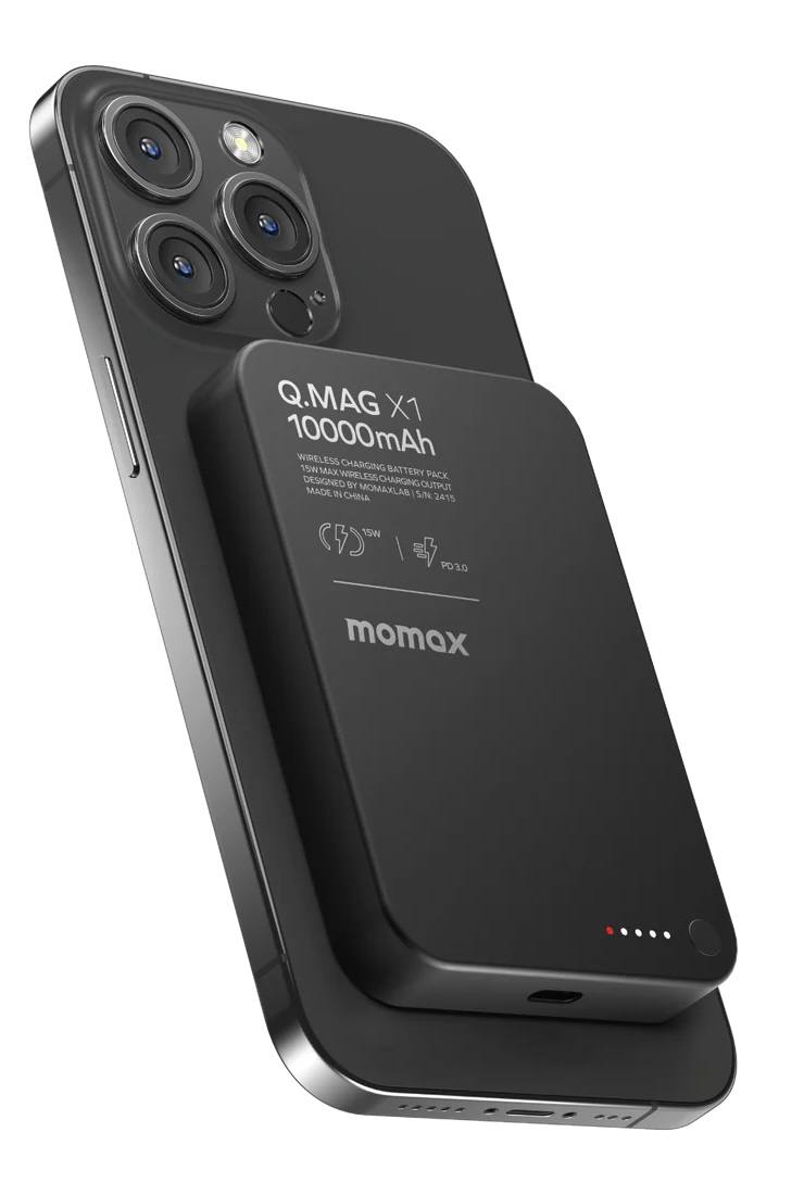 Внешний аккумулятор с беспроводной зарядкой Momax Q.Mag X1 10000 мАч, Black