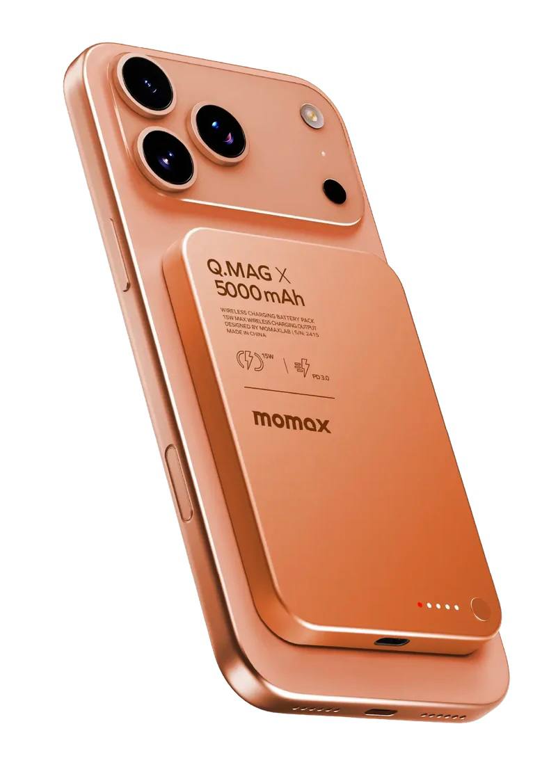 Внешний аккумулятор с беспроводной зарядкой Momax Q.Mag X1 5000 мАч, Orange